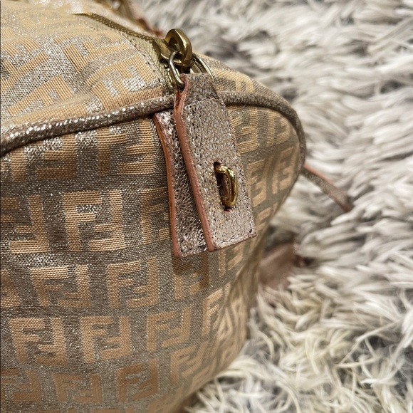 Authentic Vintage Fendi Metallic Boston Bag Zucchino Canvas - Picture 7 of 11